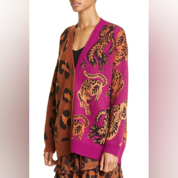 Farm Rio Mixed Wild Leopards Cardigan In Multi - Picture 4 of 5